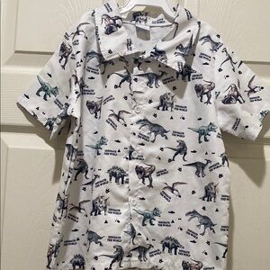 Dinosaur Print Kids Shirt - White